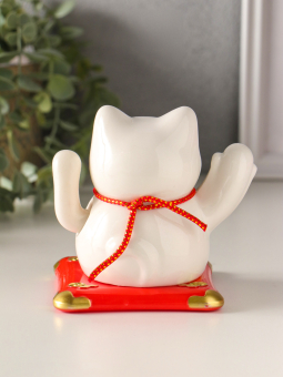 Маятник от солнечной батареи «Манэки-нэко счастливый барабан», керамика, 10×11×10.8 см