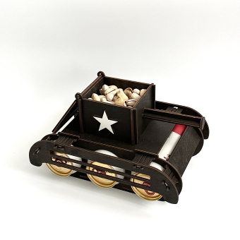 Мини-бар для пива Танк с защитой и крышкой, темный "Настоящему мужчине 23 февраля"