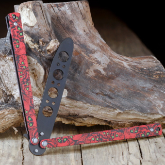 Нож бабочка тренировочный Красные черепа