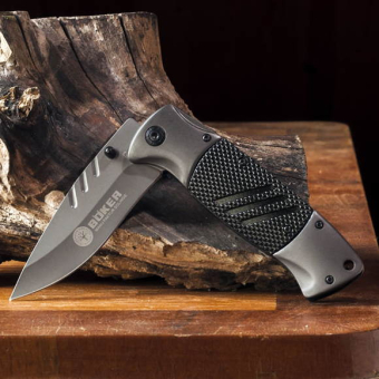 Нож складной механический Boker серый матовый