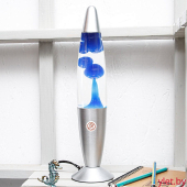 Лава лампа с воском в сером корпусе 35 см Синяя