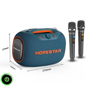 Портативная колонка Hopestar Party Box 120W с двумя микрофонами Синяя