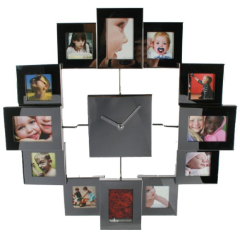 Часы настенные с 12 рамками под фотографии. Металл