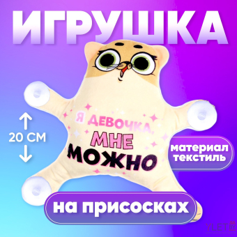Игрушка для авто «Я девочка, мне можно», кот, на присосках