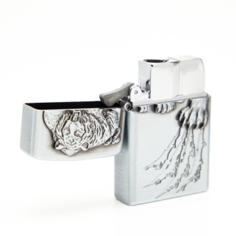 Зажигалка газовая турбо Тигр серебро