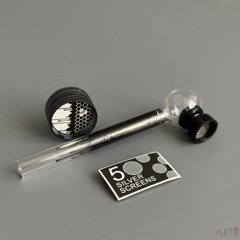 Курительный девайс стеклянная трубочка Соты с гриндером черный