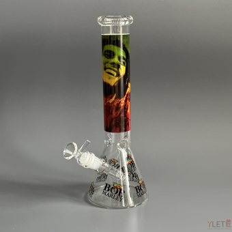 Бонг стеклянный трапеция Боб Марли 30 см
