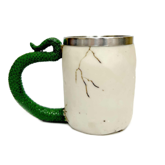 Кружка Череп с зеленой змеей (металл внутри)