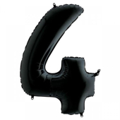 Шар (40"/102см) Цифра, 4, Черный