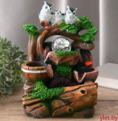 Фонтан настольный «Совы на дереве», 25.5×17×14 см, с подсветкой