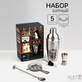 Набор для приготовления коктейлей «Бармен, повтори», 5 предметов
