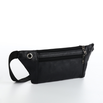 Сумка поясная "Optima" на молнии, 30*1,5*10 см, 2 наружных кармана, черный