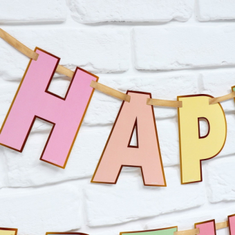 Гирлянда на ленте Happy Birthday, длина 250 см
