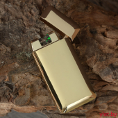 Импульсная зажигалка двойная Lighter со световым датчиком Золото