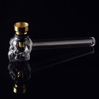 Курительный девайс стеклянный Череп с металлическим приемником