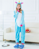 Пижама Кигуруми Единорог голубой с белым