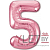 Шар (40''/102 см) Цифра, 5 Slim, Розовый фламинго