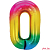 Шар (40''/102 см) Цифра, 0, Радужный, Градиент