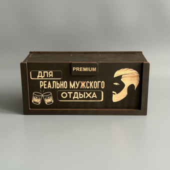 Набор для виски Premium “ Для реально мужского отдыха (мужик) ” (2 стакана + 6 камней + 2 подставки )