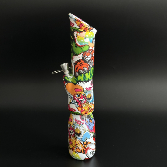 Бонг 30 см Комиксы WP-009, стекло+силикон