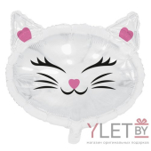 Шар (16''/41 см) Фигура, Кошка белая, голова