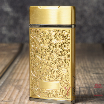Зажигалка газовая турбо Broad Узоры Золото