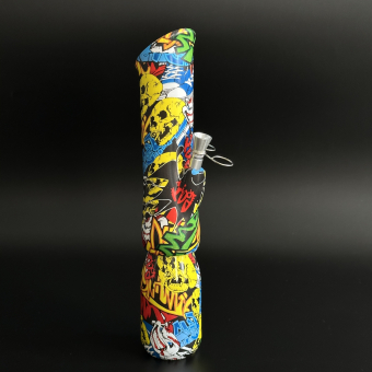 Бонг 30 см Граффити WP-009, стекло+силикон