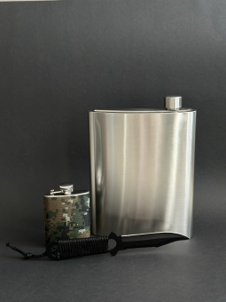 Набор походный 4 предмета камуфляж (фляжка 1,4 литра, фляжка 120 мл, нож, ремень для переноски)