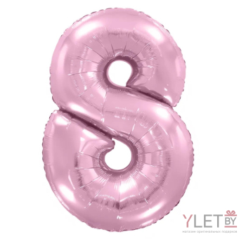 Шар (40''/102 см) Цифра, 8, Розовый, Макарунс
