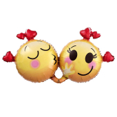 Шар (36''/91 см) Фигура, Влюбленные смайлы, Желтый ПОД ВОЗДУХ