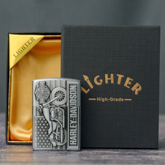 Зажигалка газовая Lighter мотоцикл Harley Davidson Серебро