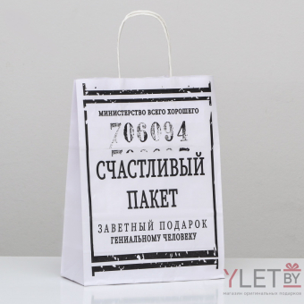 Пакет подарочный с приколами Счастливый пакет, 24 х 10,5 х 32 см