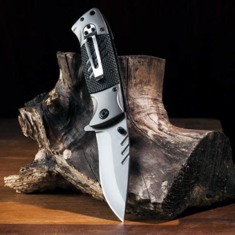 Нож складной механический Boker серый матовый