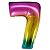 Шар (34''/86 см) Цифра, 7, Радужный, Градиент