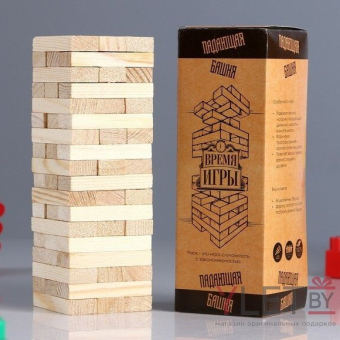 Падающая башня Время игры, 54 бруска, высота 27 см