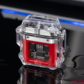 Зажигалка двойная импульсная с подсветкой Микропроцессор, Красная