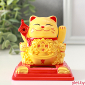 Маятник антистресс «Кот жёлтый Манэки-нэко с котятами и золотом», 8×8×8.2 см