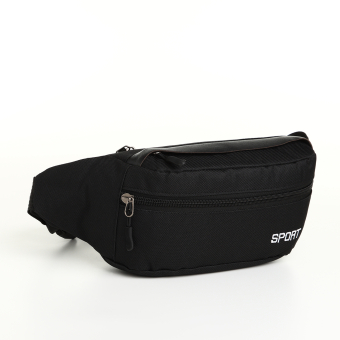 Сумка поясная "Прайм" на молнии,  36*10*14 см, 2 наружных кармана, чёрный