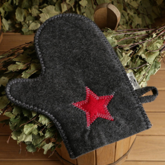 Набор для бани Буденовец. Шапка, коврик, рукавица. Серый