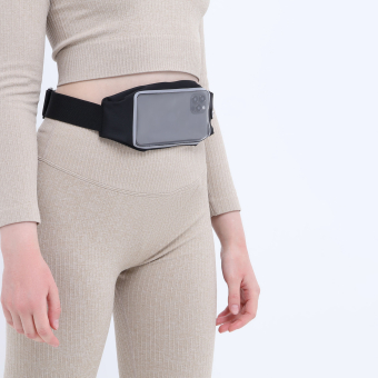 Сумка поясная "Бест" на молнии, 24*0,3*10 см, светоотражающие элементы, черный