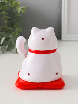 Маятник от солнечной батареи «Кот Манэки-нэко спящий», пластик, белый, 9.5×10×9.5 см