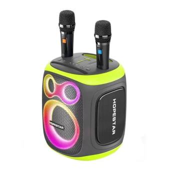 Портативная колонка Hopestar Party 130 120W с двумя микрофонами Черно-салатовая