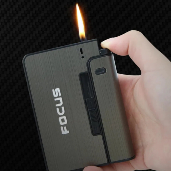 Портсигар + зажигалка Focus (черный)