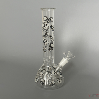 Бонг стеклянный трапеция Череп 22 см