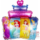 Шар (31''/79 см) Фигура, Принцессы Диснея, С Днем Рождения!