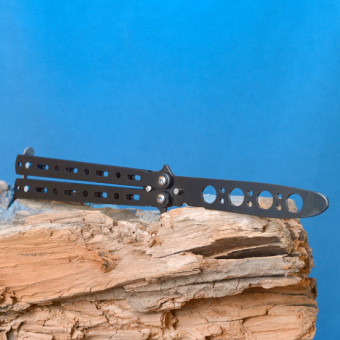 Нож бабочка тренировочный черный Круг с овалом