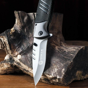 Нож складной механический Boker серый матовый