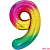 Шар (40''/102 см) Цифра, 9, Радужный, Градиент
