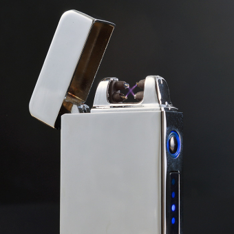 Импульсная зажигалка Lighter двойная индикатор сбоку Глянцевая