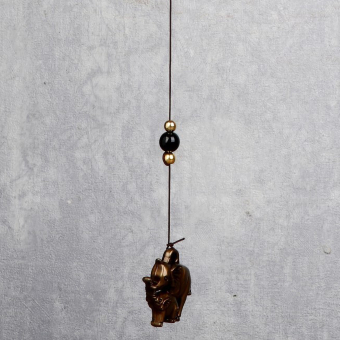 Китайские колокольчики Музыка ветра металл "Семейство слонов" 3 колокольчика 1 фигурка 38 см, музыкальная подвеска